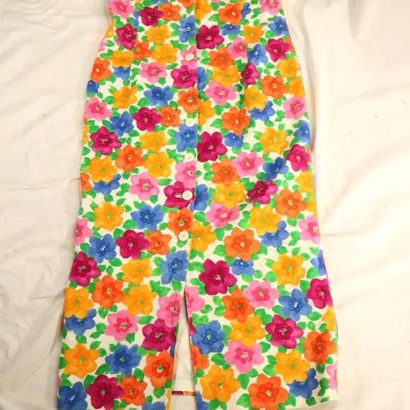 LAUREN TAYLOR New York Sleeveless Multicolor Floral Buttoned Dress Sz 12 - Picture 4 of 11